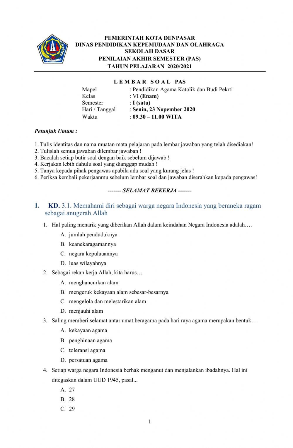 Detail Buku Agama Katolik Kelas 8 Semester 1 Nomer 51