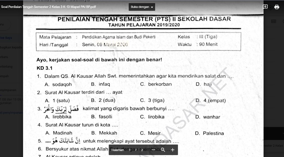 Detail Buku Agama Kelas 3 Sd Semester 1 Nomer 51