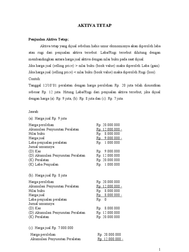 Detail Buku Aktiva Tetap Nomer 10