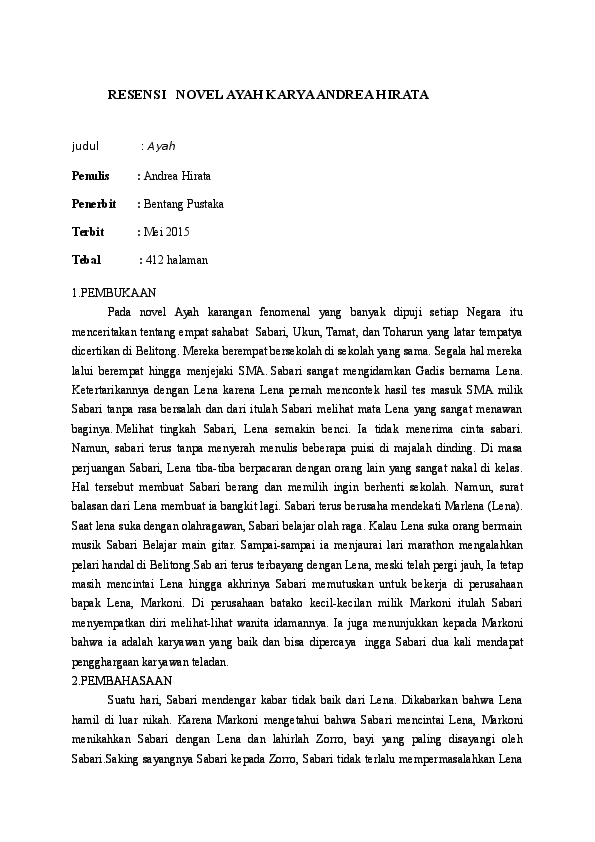 Detail Buku Ayah Andrea Hirata Nomer 43