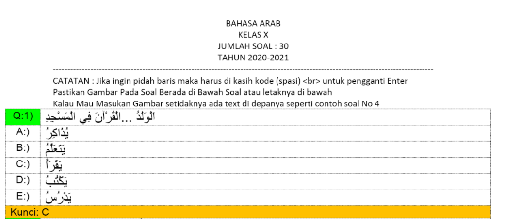 Detail Buku Bahasa Arab Kelas 10 Nomer 50