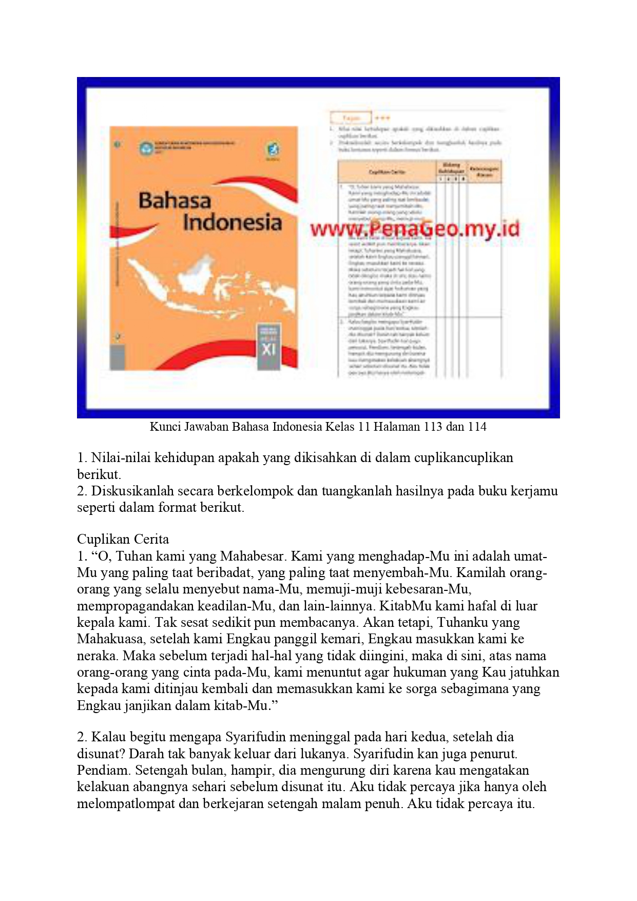 Detail Buku Bahasa Indonesia Ekspresi Diri Dan Akademik Kelas 11 Nomer 48