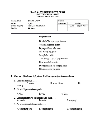 Detail Buku Bahasa Sunda Kelas 1 Sd Nomer 40