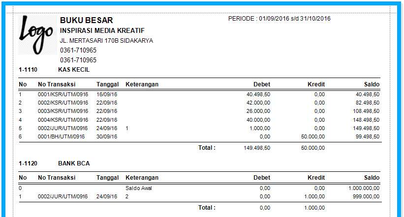 Detail Buku Besar Kas Nomer 41