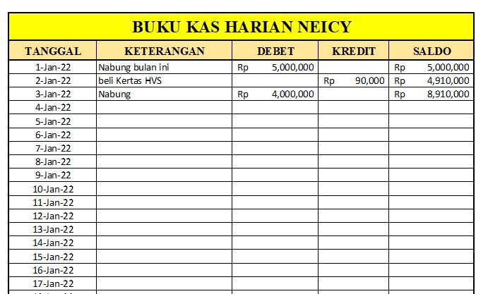 Detail Buku Catatan Keuangan Harian Nomer 7