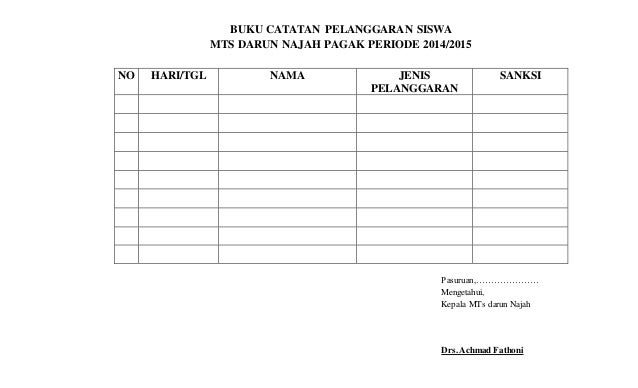 Detail Buku Catatan Siswa Nomer 9