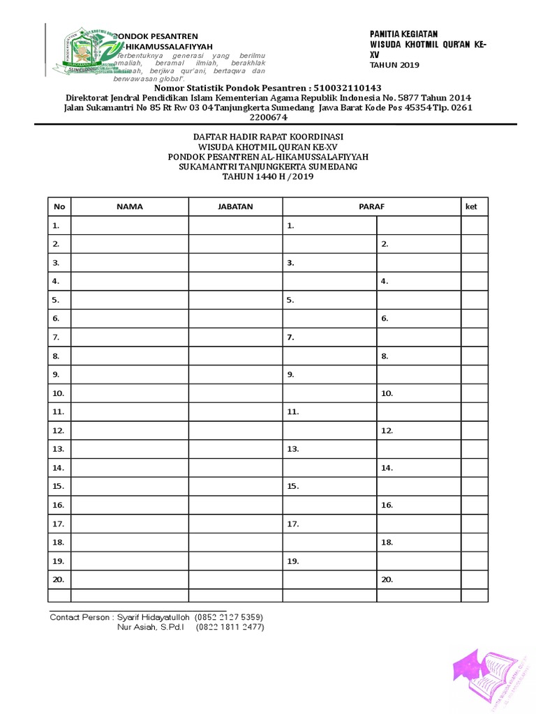 Detail Buku Daftar Hadir Rapat Nomer 28