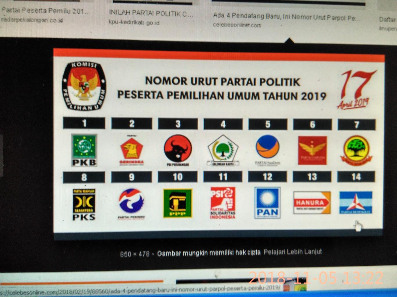 Detail Download Logo Dan Nomor Urut Partai Peserta Pemilu 2019 Nomer 38