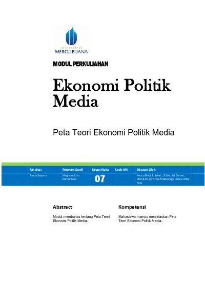 Detail Buku Ekonomi Politik Media Nomer 11