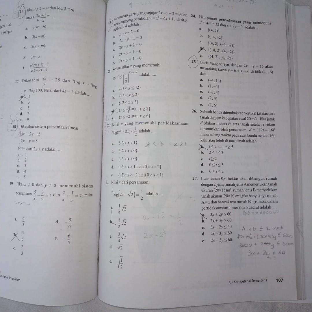 Detail Buku Erlangga Matematika Peminatan Kelas 10 Nomer 51