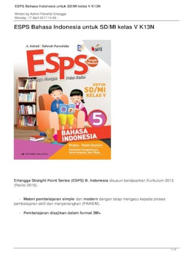 Detail Buku Esps Bahasa Indonesia Kelas 6 Nomer 41