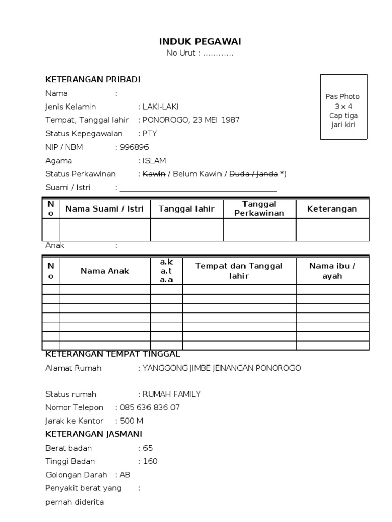 Detail Buku Induk Guru Dan Staf Nomer 5