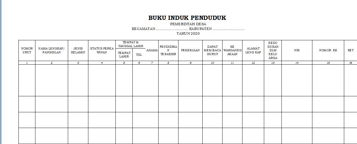 Detail Buku Induk Penduduk Nomer 10