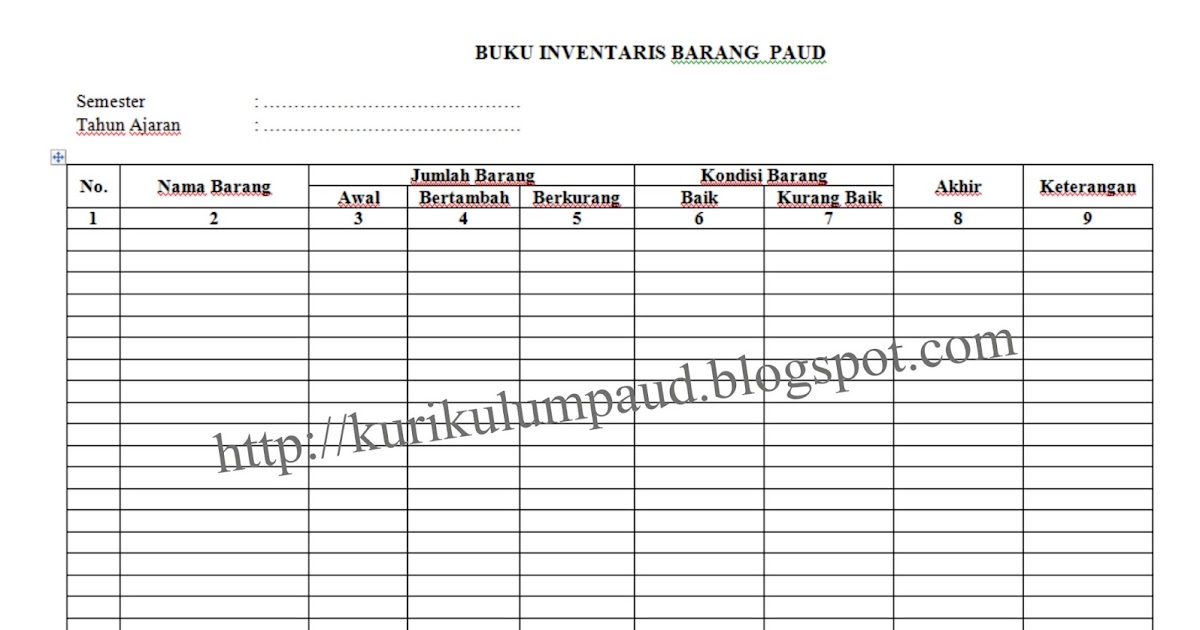 Detail Buku Inventaris Barang Sekolah Nomer 17