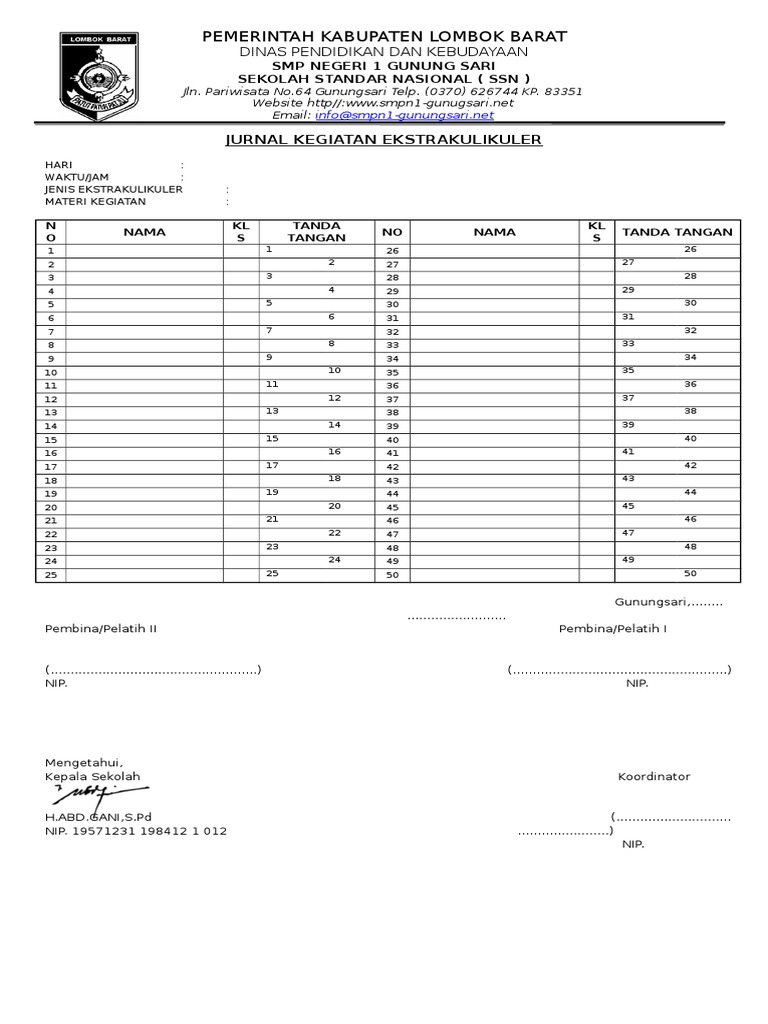 Buku Jurnal Kegiatan Ekstrakurikuler - KibrisPDR