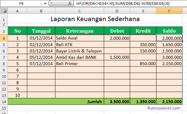 Detail Buku Kas Excel Nomer 2