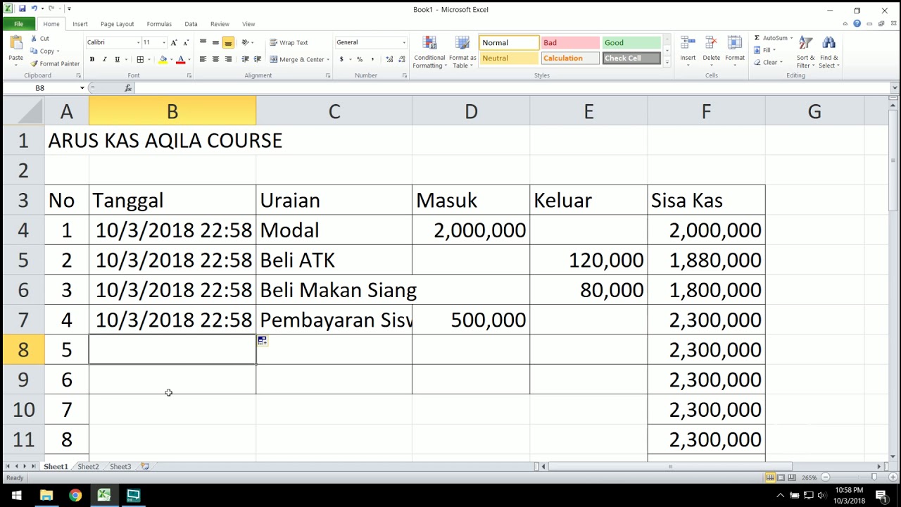 Detail Buku Kas Excel Nomer 10