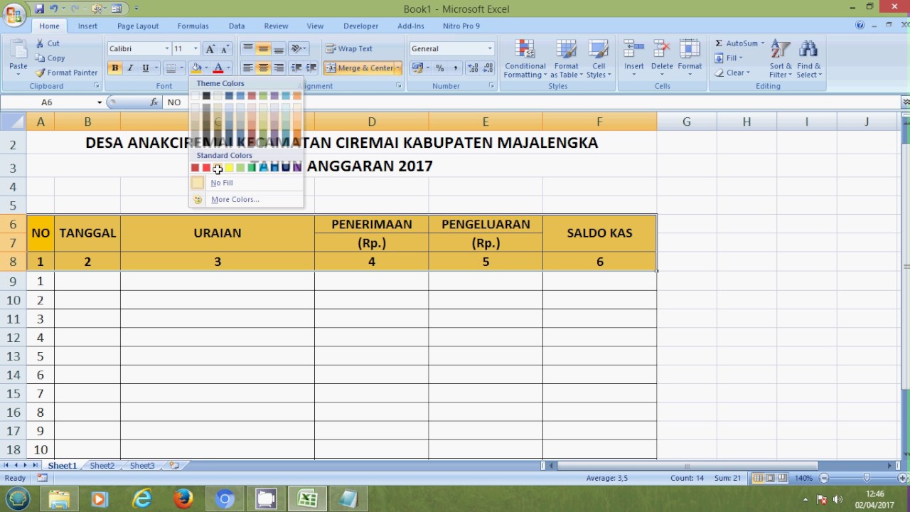 Detail Buku Kas Excel Nomer 20