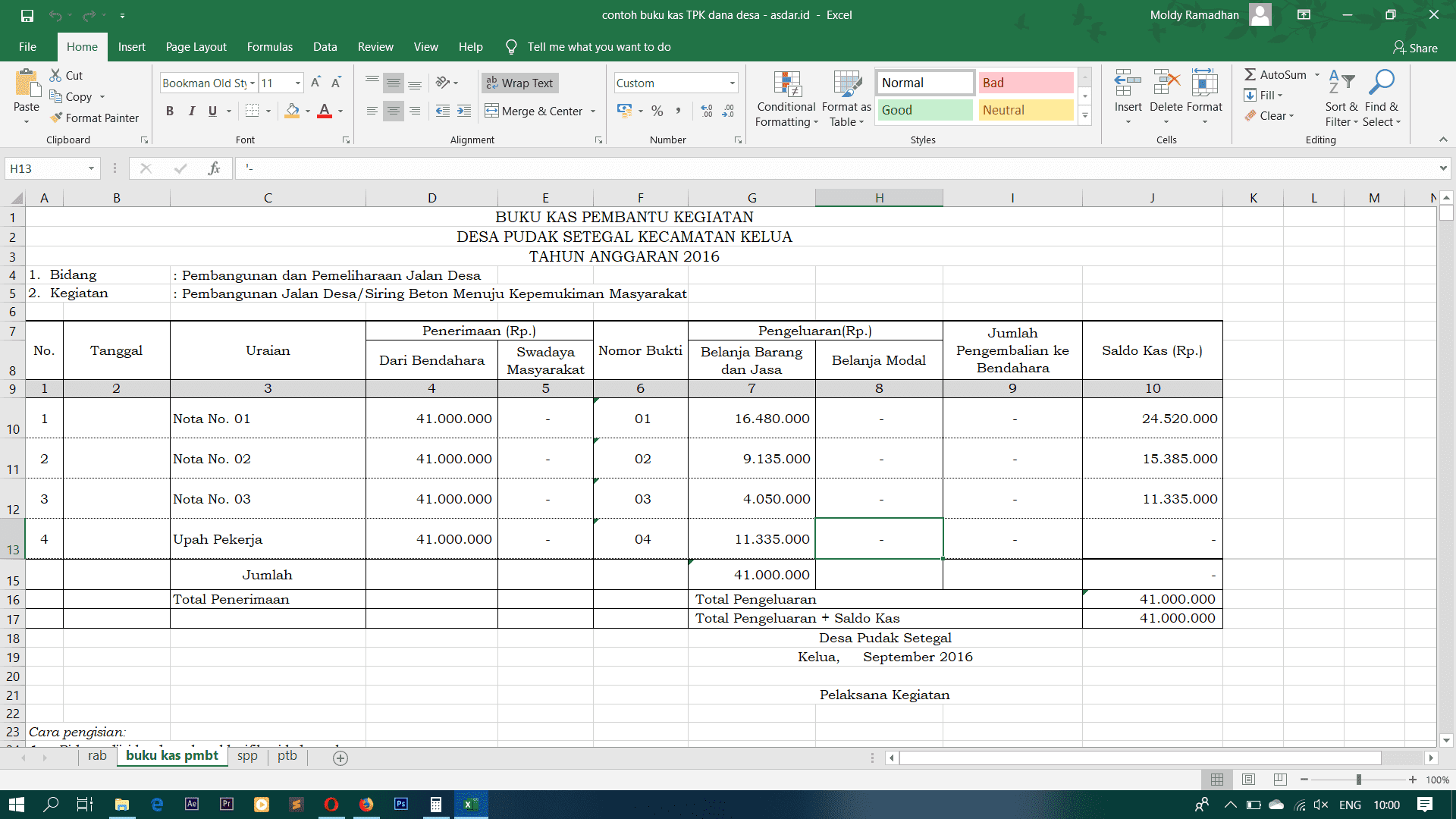 Detail Buku Kas Excel Nomer 37