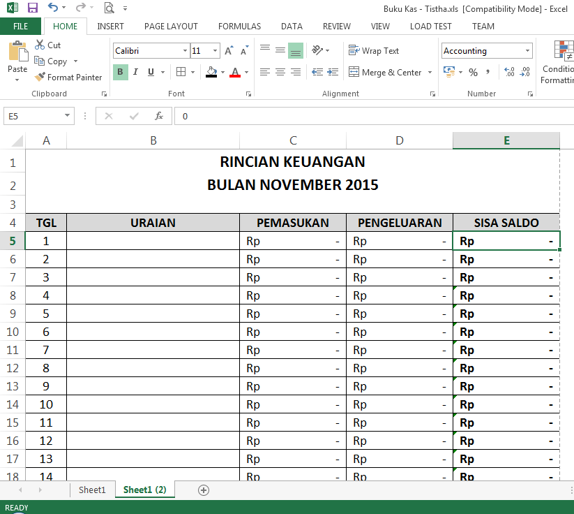 Detail Buku Kas Excel Nomer 6