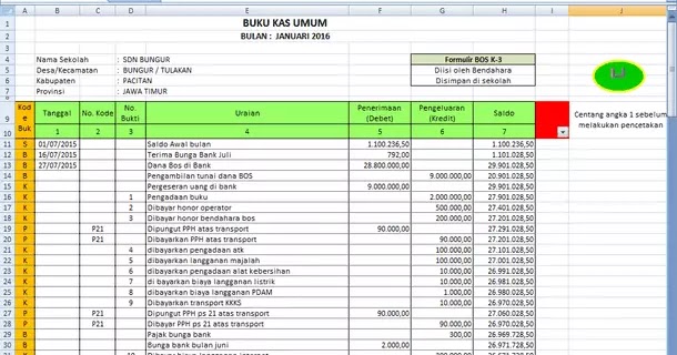 Detail Buku Kas Pembantu Kegiatan Nomer 26