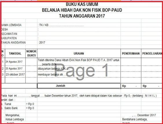 Detail Buku Kas Umum Desa 2017 Nomer 45