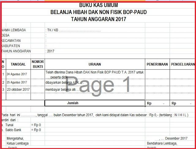 Detail Buku Kas Umum Desa 2017 Nomer 8