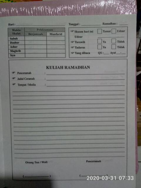 Detail Buku Kegiatan Ramadhan Nomer 45