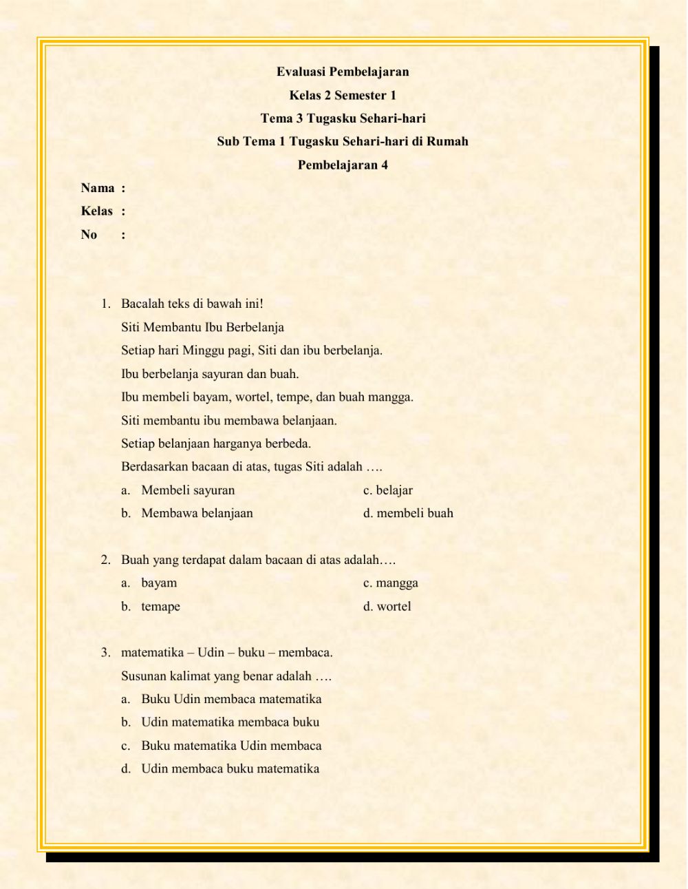 Detail Buku Kelas 2 Tema 3 Nomer 32