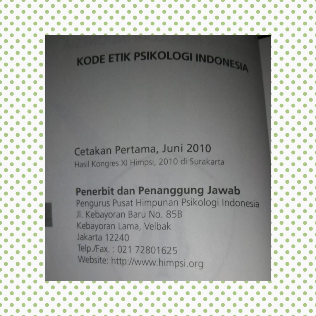 Detail Buku Kode Etik Psikologi Nomer 55