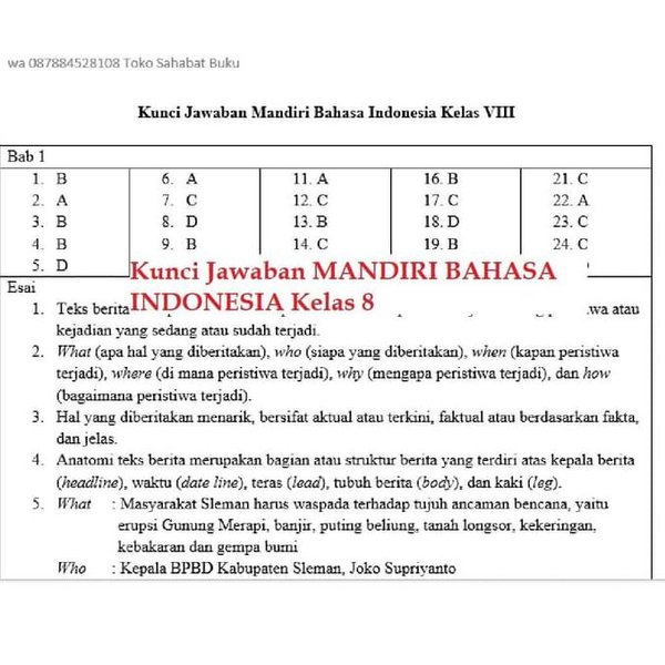 Detail Buku Mandiri Bahasa Indonesia Kelas 8 Nomer 10