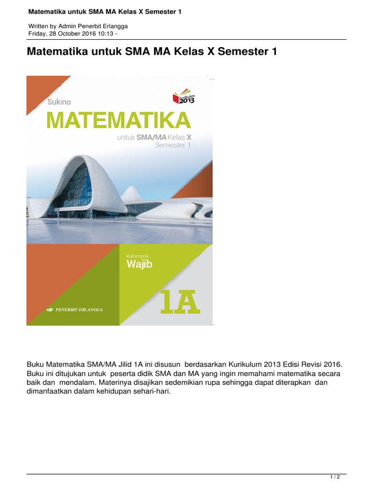 Detail Buku Matematika Kelas 10 Kurikulum 2013 Penerbit Erlangga Nomer 15