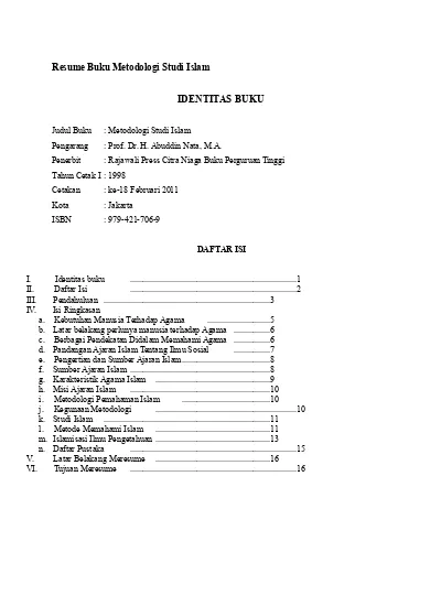 Detail Buku Metodologi Studi Islam Abuddin Nata Nomer 28