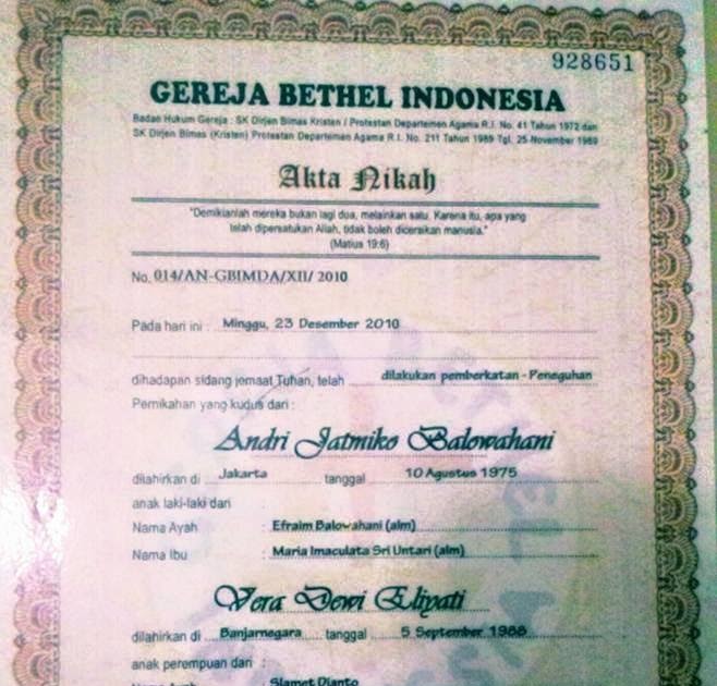 Detail Buku Nikah Kristen Nomer 31