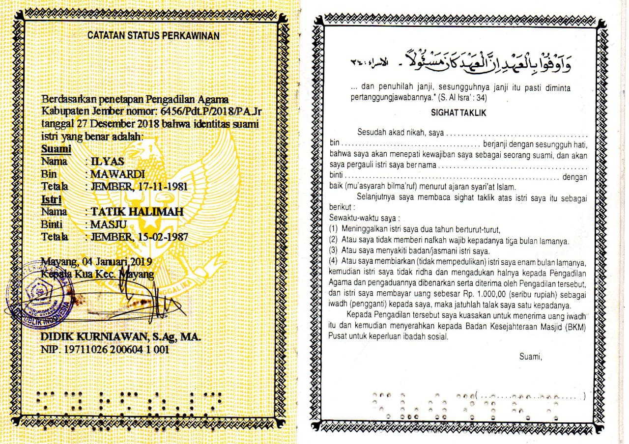 Detail Buku Nikah Suami Istri Nomer 32