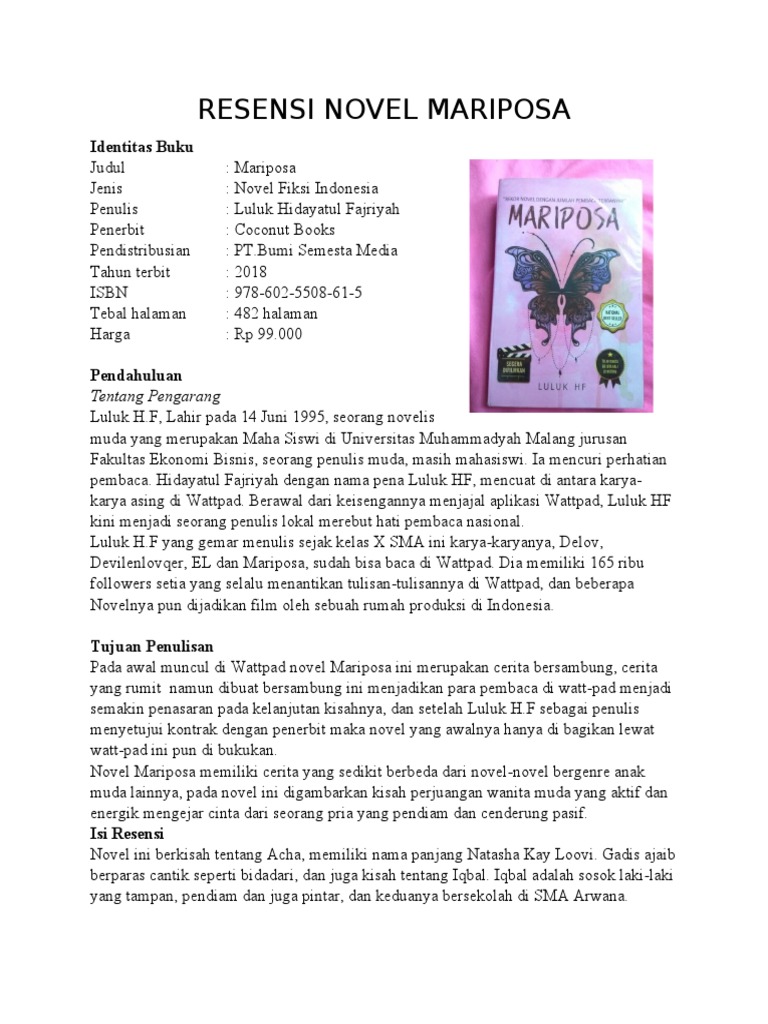 Detail Buku Novel Mariposa Nomer 37