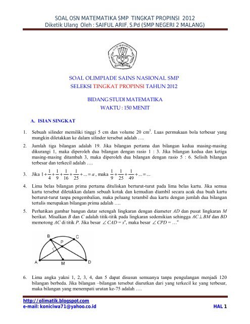 Detail Buku Olimpiade Matematika Smp Nomer 27