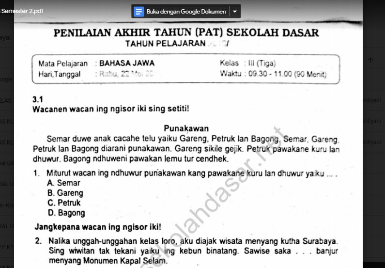 Detail Buku Paket Bahasa Jawa Kelas 2 Sd Nomer 46