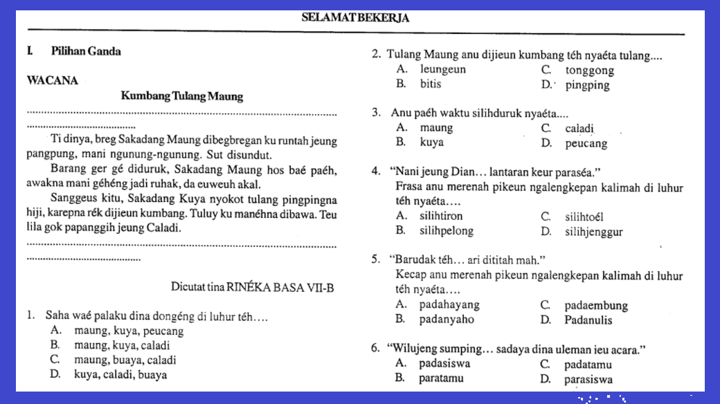 Detail Buku Paket Bahasa Sunda Kelas 7 Nomer 41