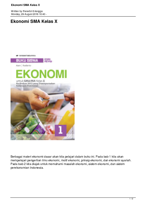 Detail Buku Paket Ekonomi Kelas 10 Kurikulum 2013 Revisi Nomer 20