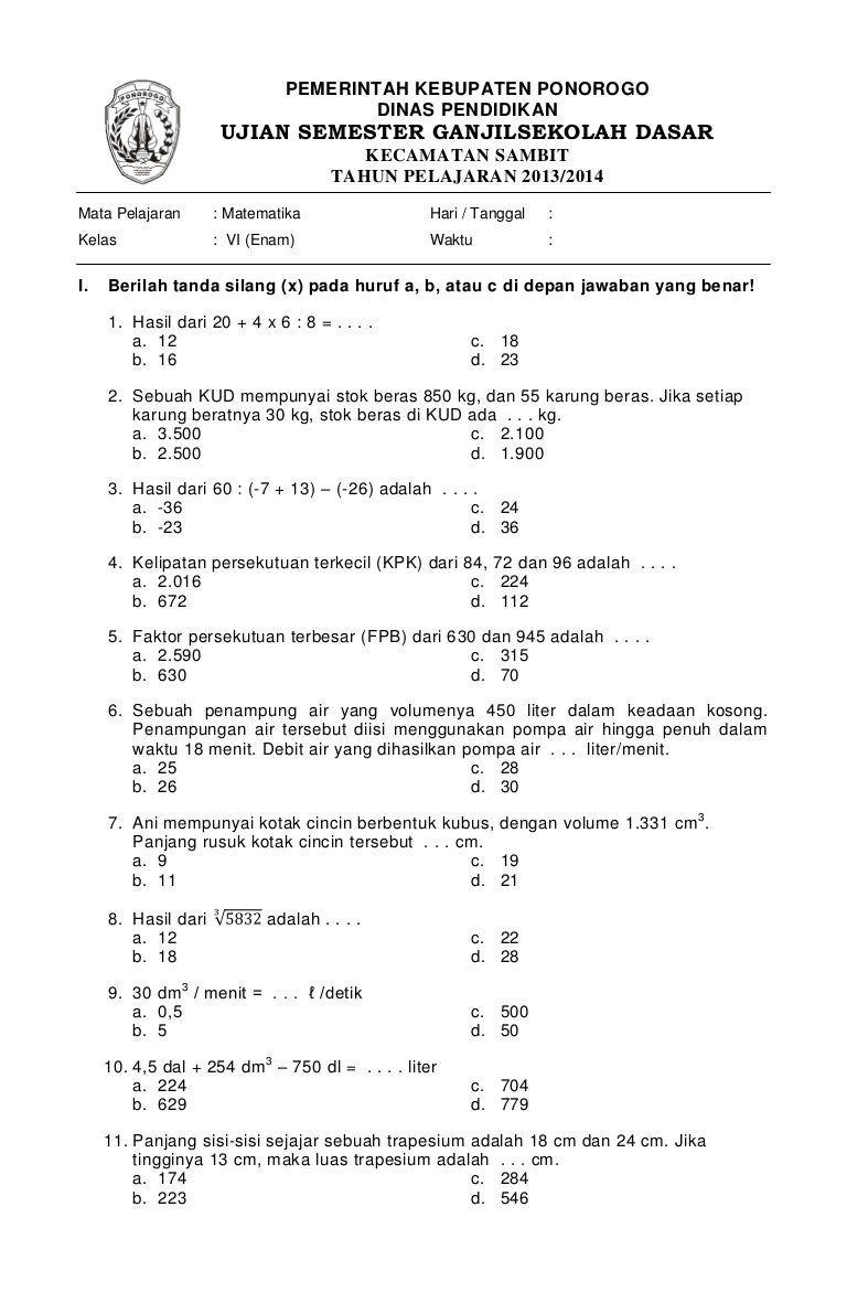 Detail Buku Paket Matematika Kelas 6 Semester 2 Nomer 37