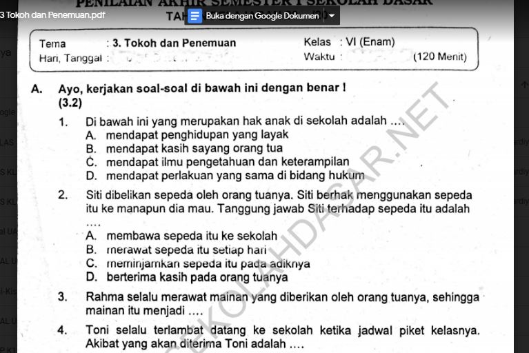 Detail Buku Paket Tema 3 Kelas 6 Nomer 19