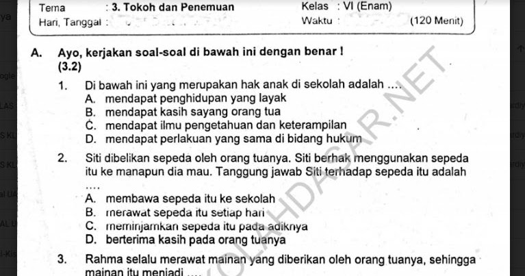 Detail Buku Paket Tema 3 Kelas 6 Nomer 43