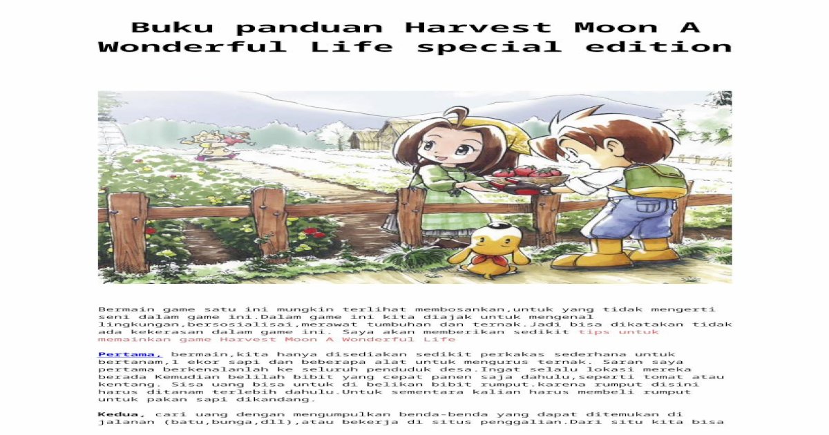 Detail Buku Panduan Harvest Moon Nomer 35