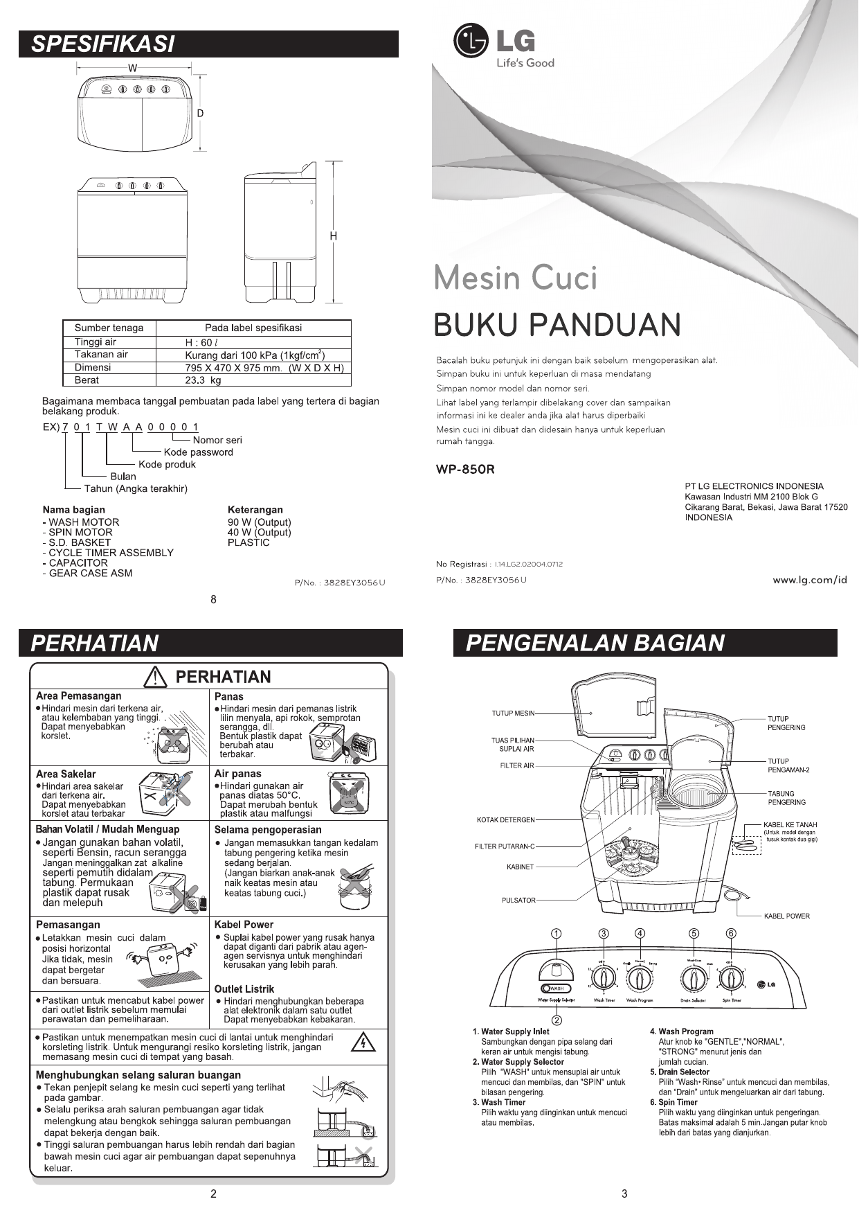 Detail Buku Panduan Mesin Cuci Sharp 1 Tabung Nomer 2