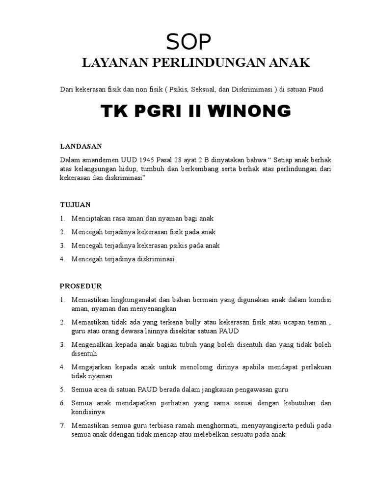 Detail Buku Panduan Perlindungan Anak Paud Nomer 7