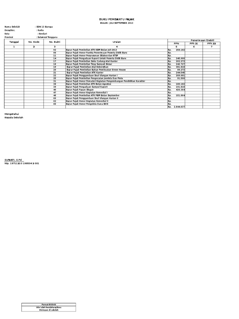 Detail Buku Pembantu Pajak Nomer 6