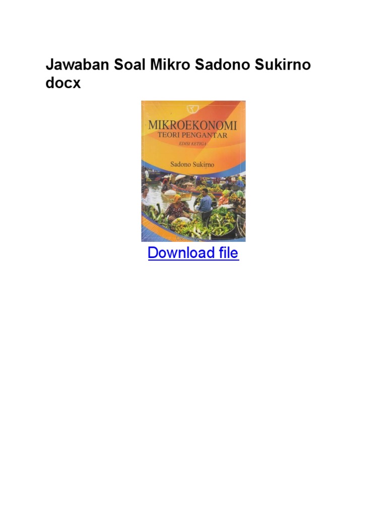 Detail Buku Pengantar Mikroekonomi Oleh Sadono Sukirno Nomer 16
