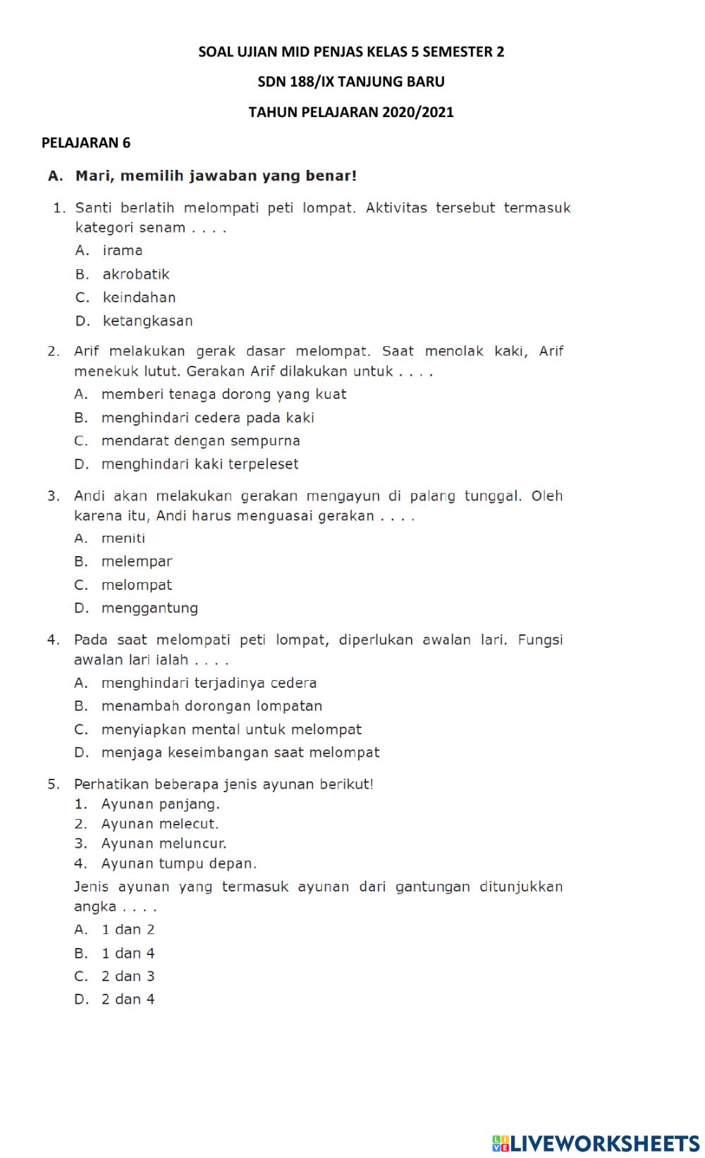 Detail Buku Pjok Kelas 5 Nomer 50