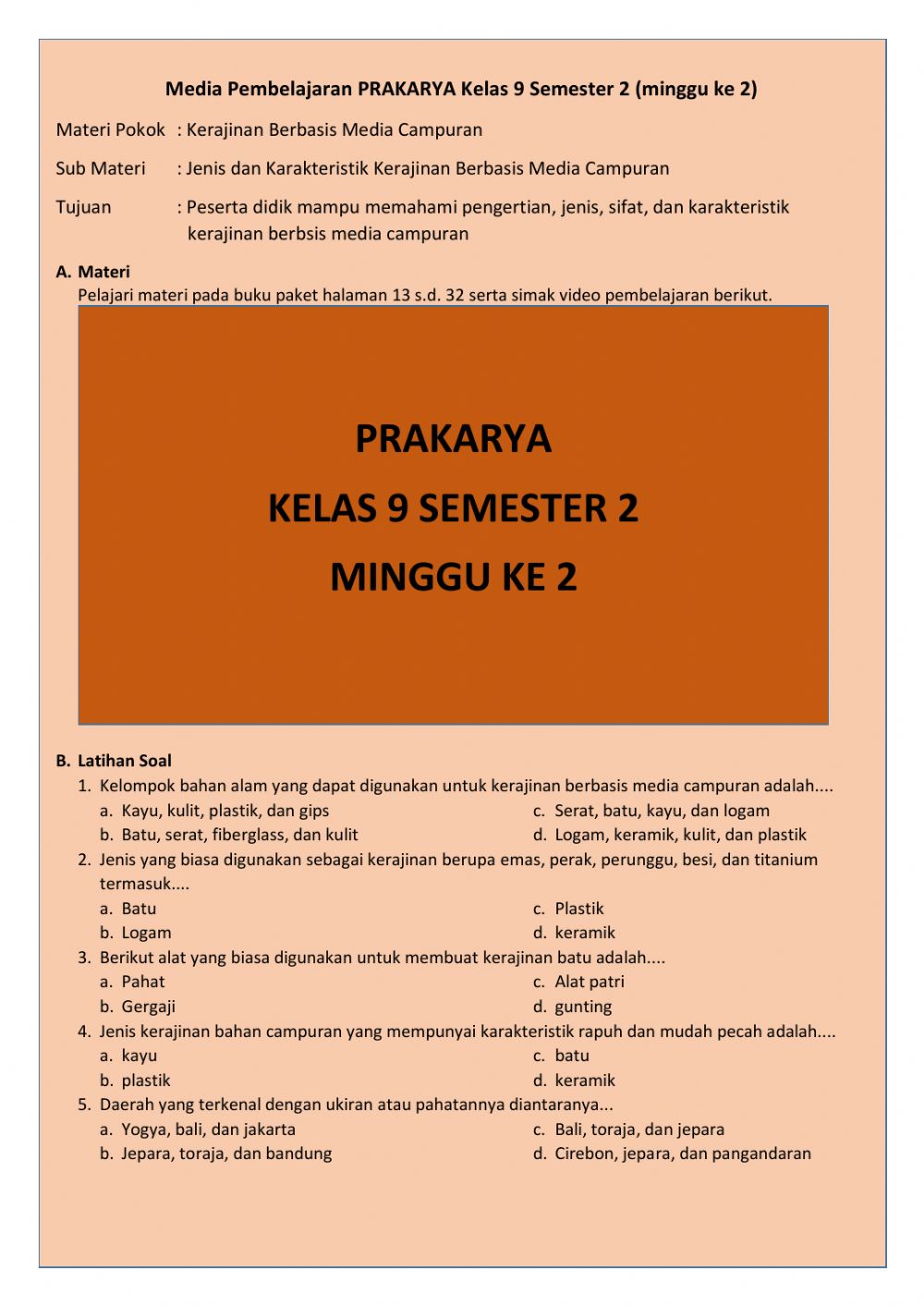 Detail Buku Prakarya Semester 2 Kelas 9 Nomer 26